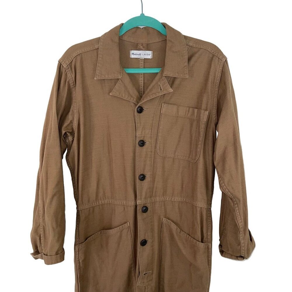 Madewell As Ever Womens Overall Size Medium Brown Coverall Pockets Pure Cotton - Picture 5 of 10